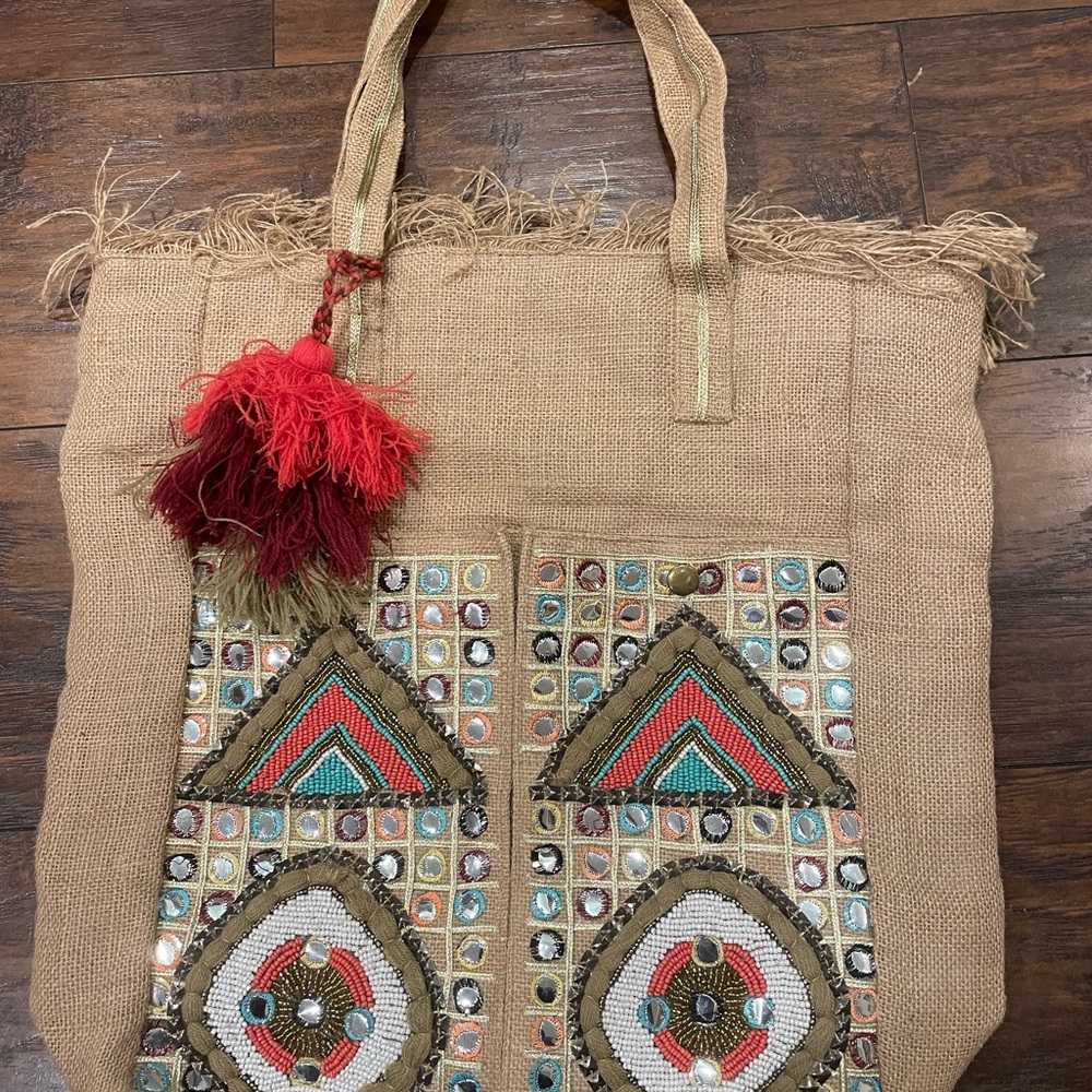 America + Beyond Bohemian Embellished Tote Bag